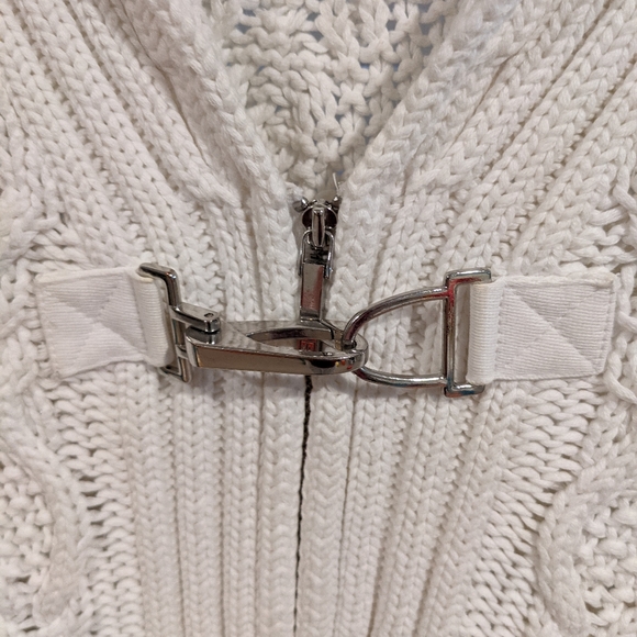 Lauren Ralph Lauren White Knit Zip-Front Sweater - Picture 3 of 5